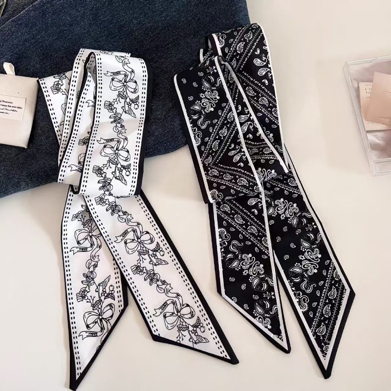 Luxury Bags White - Czarno-biały dwustronny szal paisley, ozdoba na