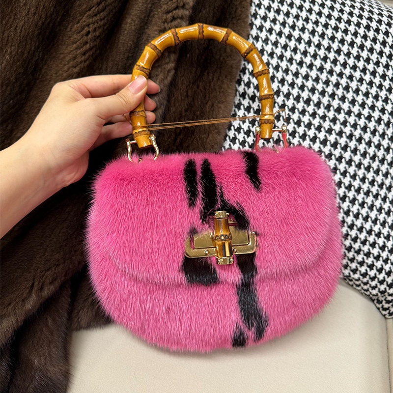 Luxury Bags Gr - Torebki damskie z futra norek, markowe