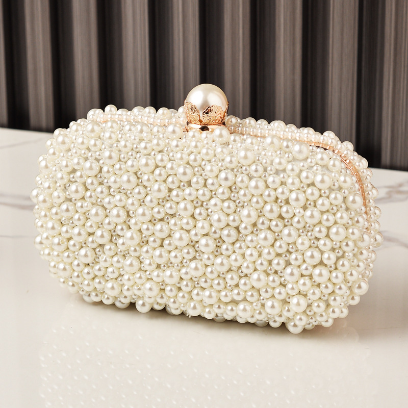 Luxury Bags White - Damskie torebki wieczorowe z białymi perłami,
